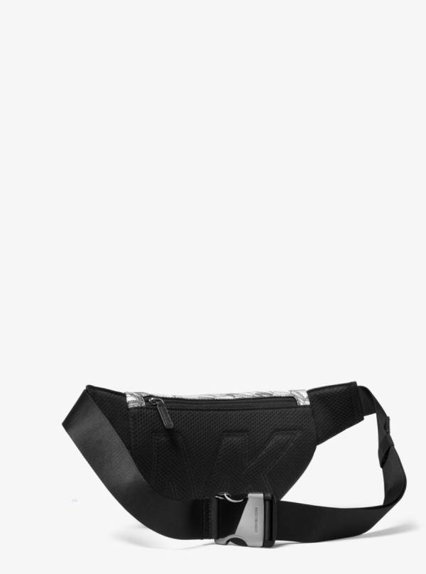 Panske Taška Na Opasok Michael Kors Hudson Graphic Logo Sling Pack Biele Čierne - Tasky Michael Kors Obchod | GPWAQ-5186